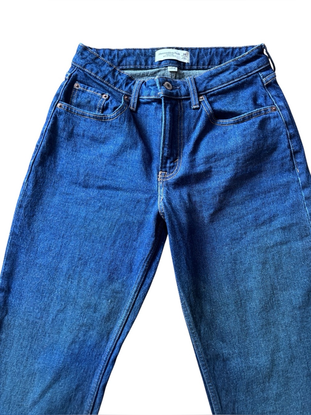 Abercrombie & Fitch Curve Love 90s Straight Jeans Women’s 26 Mid Rise Dark Wash